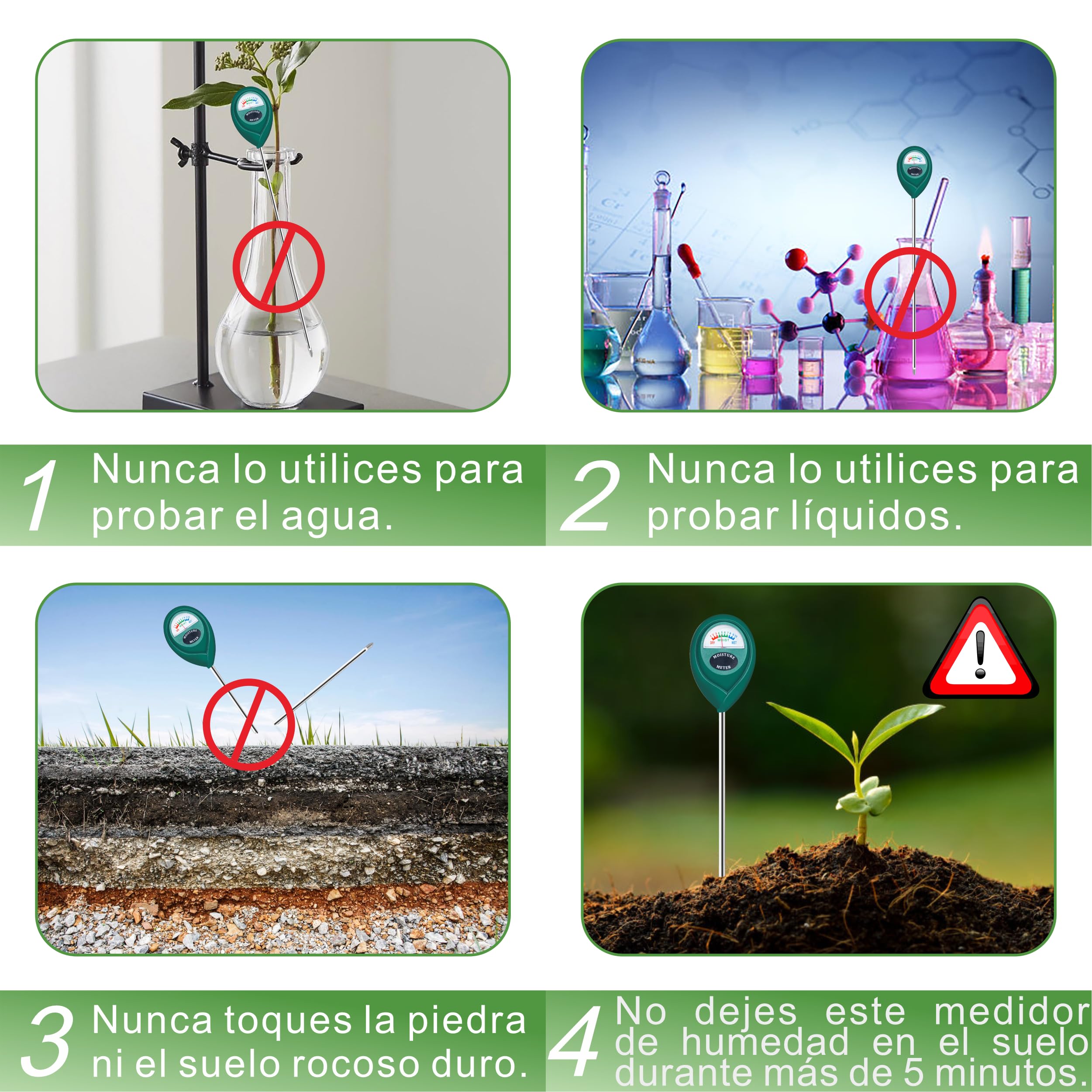 XLUX Medidor de Humedad de Suelo de Uso Profundo, Sensor indicador de Monitor de Agua, higrómetro para Plantas Grandes de Interior y Exterior, Flores, jardinería, Agricultura