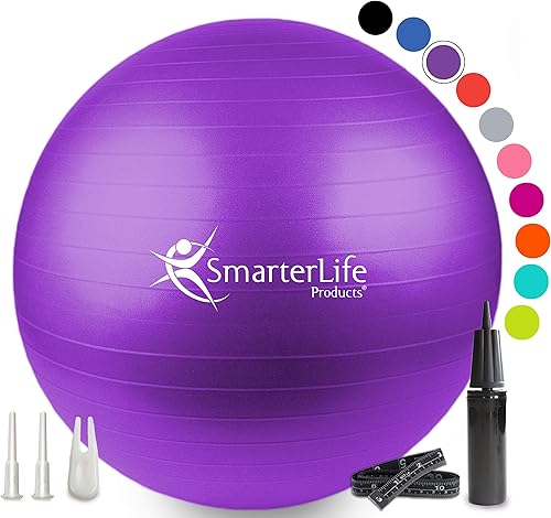 SmarterLife - Pelota de entrenamiento para fitness, yoga, equilibrio, estabilidad o parto, ideal como silla de pelota de yoga para oficina o equipo