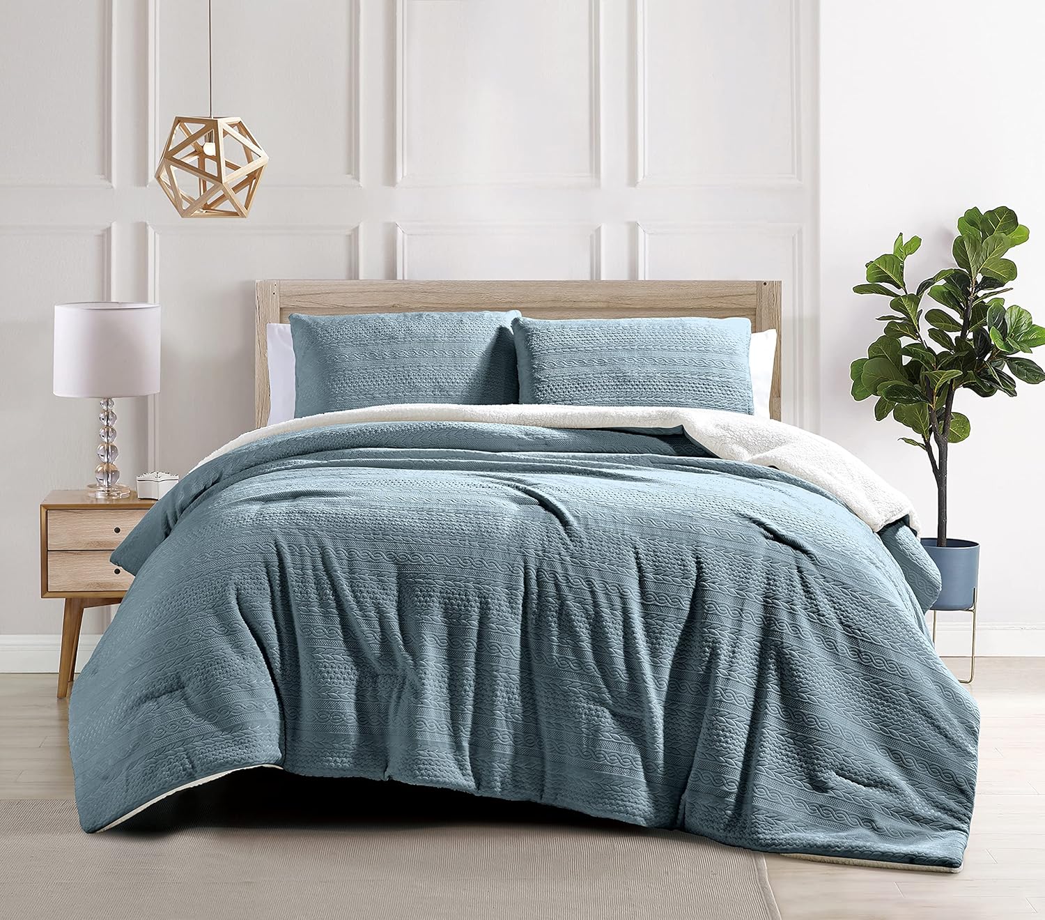 Lafayette Cobblestone Plush Sherpa Reversible 3 PC