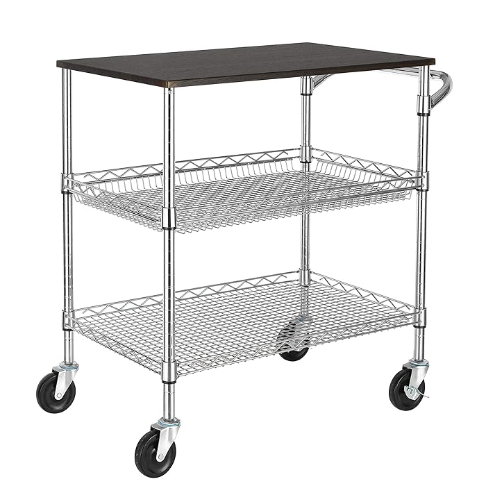 Buy Finnhomy 3 Tier Heavy Duty Commercial Grade Utility Cart with Wood