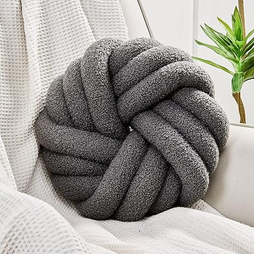 Uvvyui Almohadas de nudo, cojines decorativos de 14 pulgadas, cojín redondo suave hecho a mano, cojín de felpa para decoración del hogar para cama,