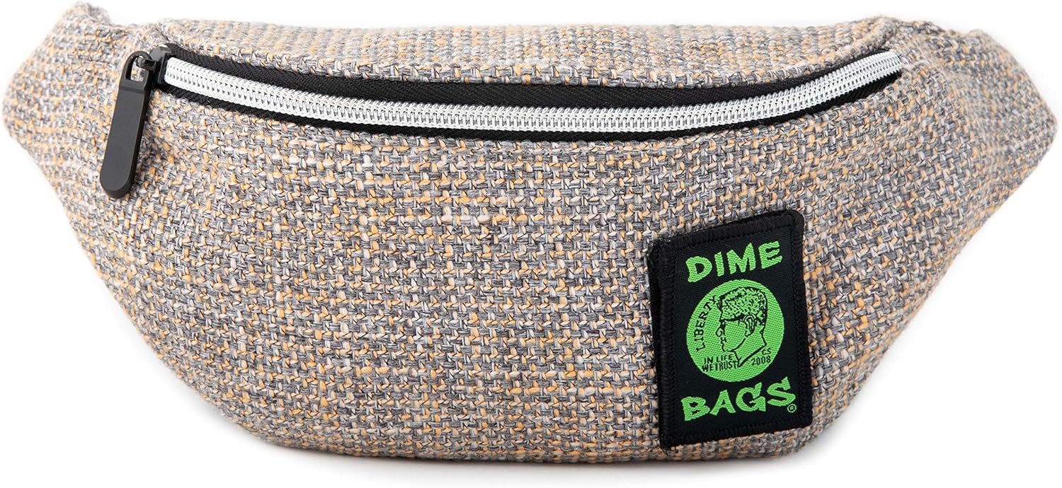 Dime Bags Fanny Pack, Durable Hempster Exterior, Compact Lightweight Waist Bag with Adjustable Strap for Everyday Use & Travel, Hidden Pocket & Interchangeable Patch (Aqua)