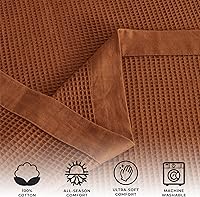 Vista 2 de Great Bay Home 100% Cotton Blanket for Full/Queen Size Bed Lightweight and Breathable Waffle Weave Blankets for Summer & Spring Versatile