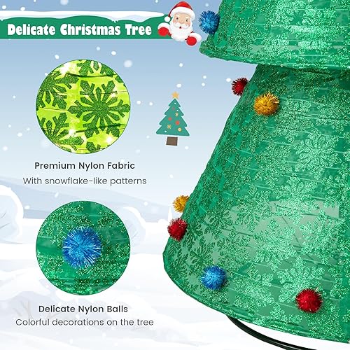Miniatura 5 de Tangkula Árbol de Navidad artificial iluminado de 4 pies, decoración de árbol de Navidad con 520 luces LED, estrella superior, cadena de luz