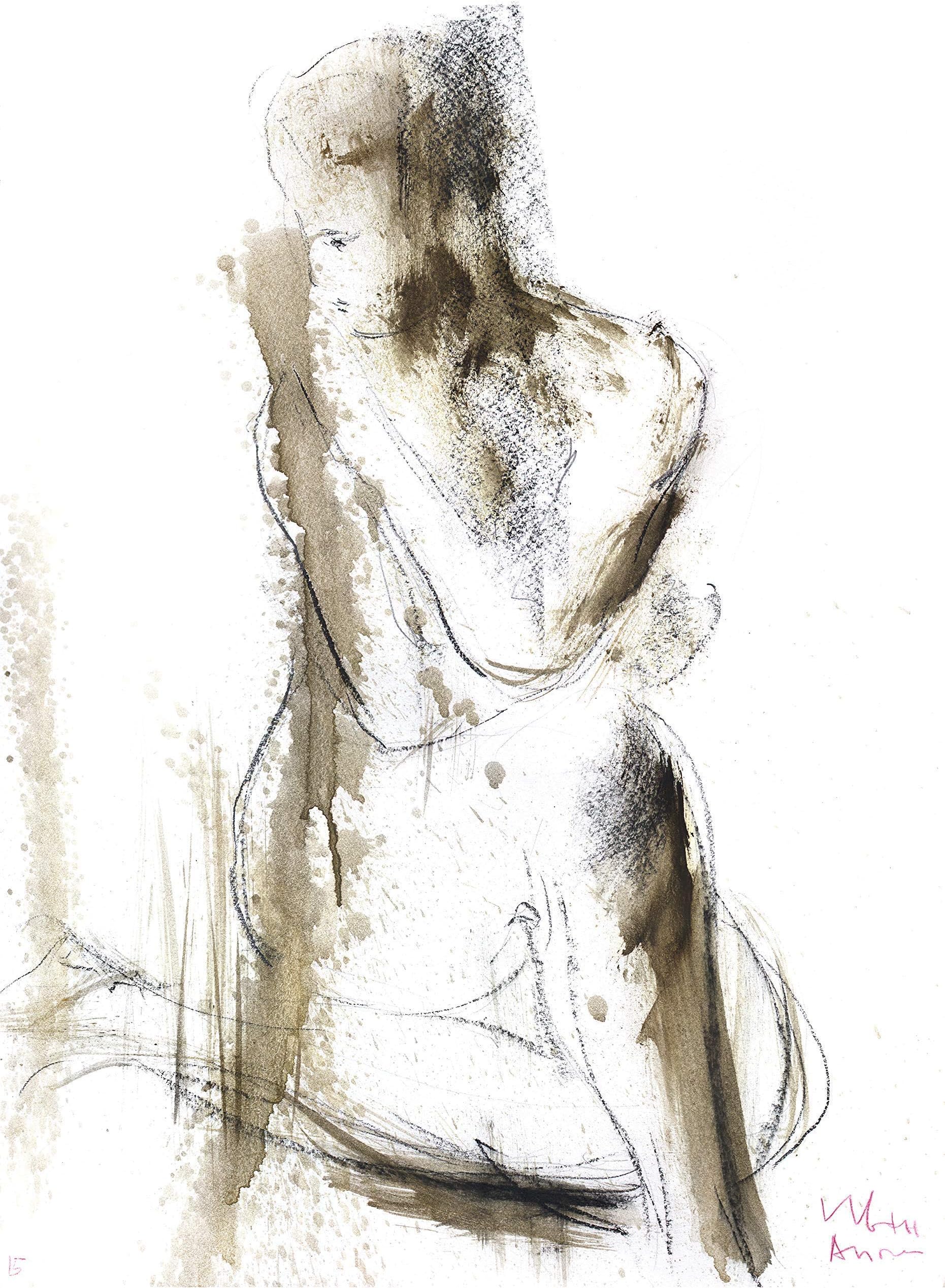 Nude Woman Drawing Print, Female Figure Nudity Sketch, Wall Décor Fine art Poster