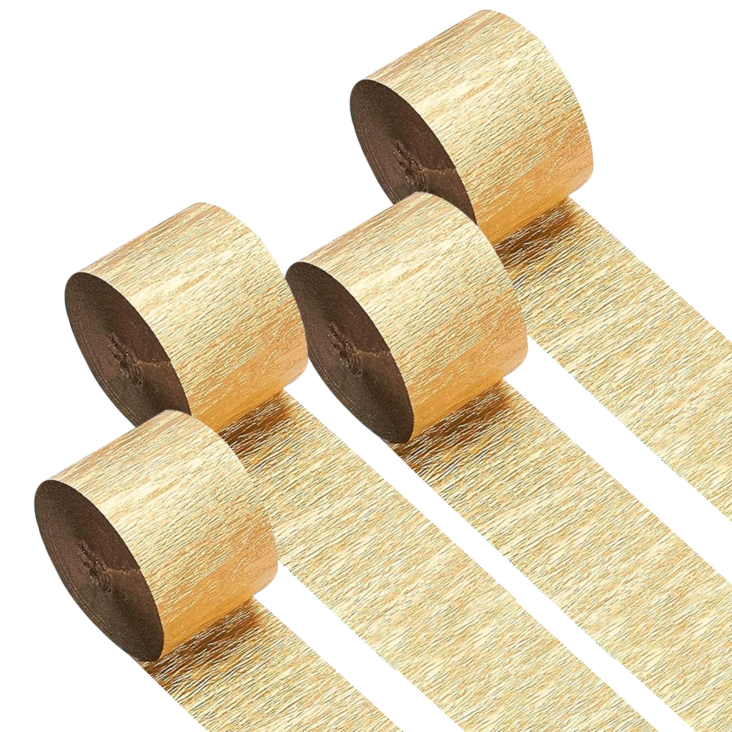 4 Gold Streamers, 328ft Pack of Crepe Paper Party Decorations