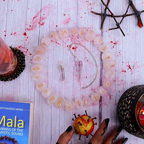 Miniatura 5 de Cuarzo rosa - Cristales - Juego de piedras de runa - Cristal curativo - Piedra preciosa de equilibrio de chakras - Decoración del hogar - Cristales