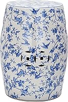 Safavieh ACS4514A Castle Gardens Blue Birds Ceramic Garden Stool - Indoor/Outdoor Accent, 13x13x18.5in