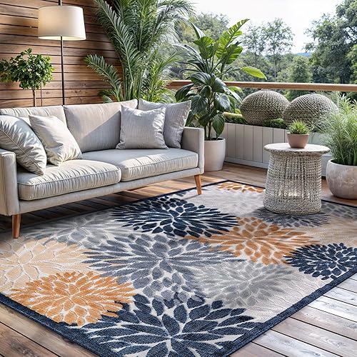 Miniatura 264 de CAMILSON Indoor Outdoor Rug 5x7 Bohemian Medallion Floral Area Rugs for Indoor and Outdoor Patios Easy-Cleaning Non-Shedding Living Room Garden and