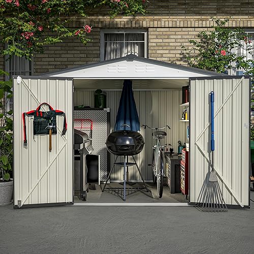 Miniatura 3 de Goohome Cobertizos y almacenamiento al aire libre, cobertizo de almacenamiento para exteriores de 8 x 6 pies con diseño de puertas con cerradura y