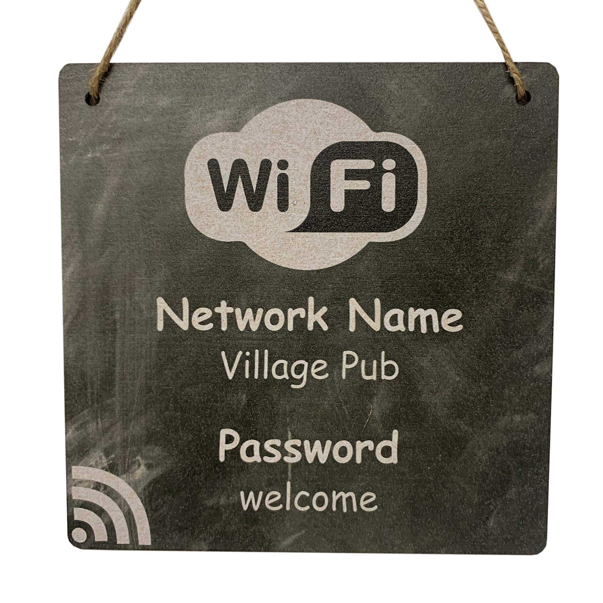 Wifi Sign Personalised Chalkboard Internet Password Plaque Custom Hanging Decoration for Home Office Restaurant Shop Businesses House Gift to Welcome Guests Customers (14cm MDF Sign)