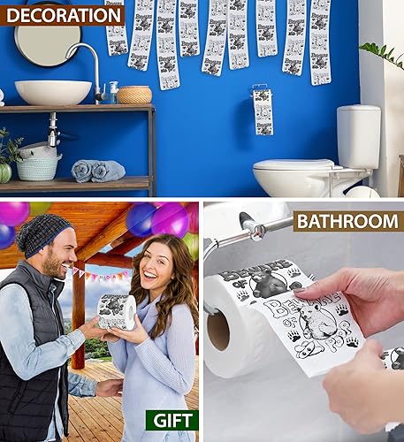 Miniatura 5 de Printed TP Beware of Bear Poop - Papel higiénico impreso para broma, sorpresa, decoración de baño, regalo novedoso para hombres, mujeres, amigos,