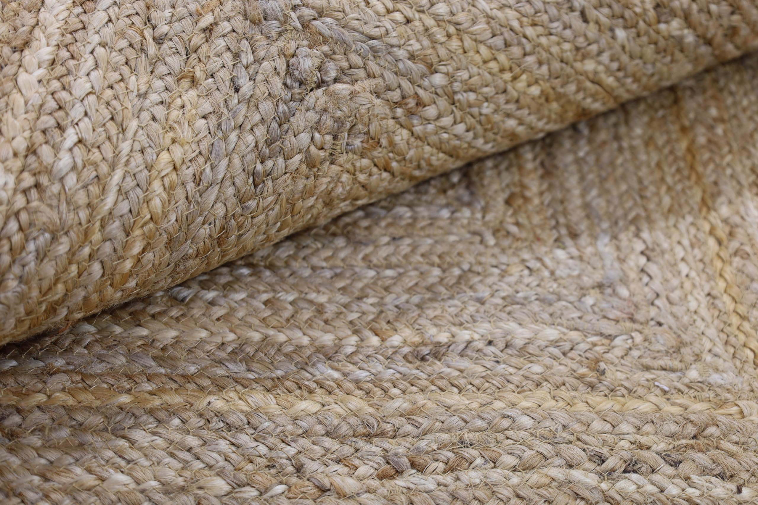 MY-RUG Jute Teppich 120x120 cm - Juteteppich Handgewebt - Natur Beige | Nachhaltiger Sisalteppich in Sisal-Optik, OEKO-TEX zertifiziert, ideal für Wohnzimmer, Boho-Stil und Saugroboter geeignet