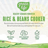Vista 4 de GreenLife Olla Digital para Arroz y Frijoles, 2 Tazas Sin Cocinar/4 Tazas Cocidas, Olla de Cerámica Antiadherente Extraíble Libre de PFAS