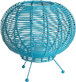 Lussiol 233744 - Lámpara decorativa, ratán, color azul turquesa, diámetro 30 x altura 26 cm