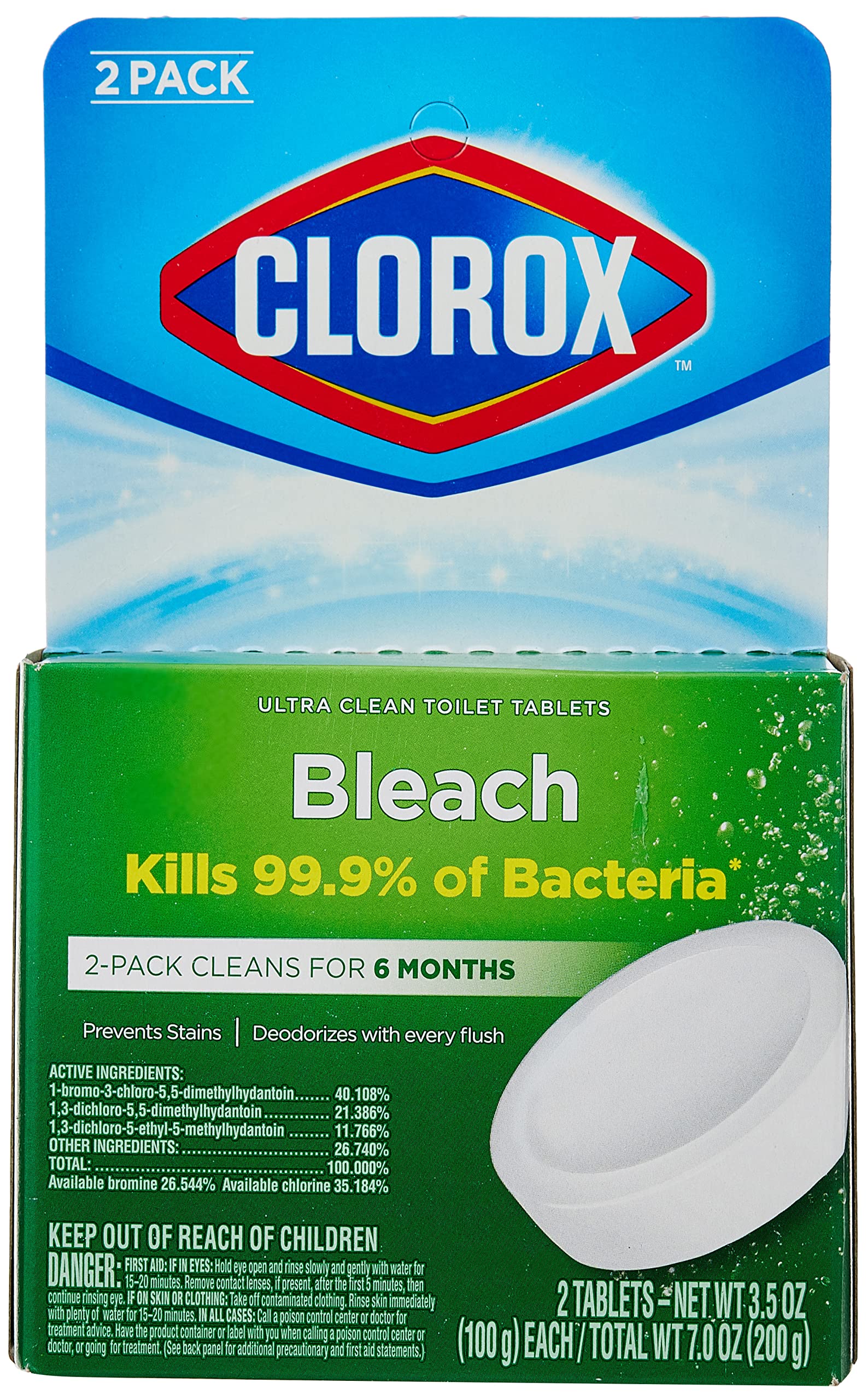 Automatic Toilet Bowl Cleaner Tablets, Green- 2 Count 200g