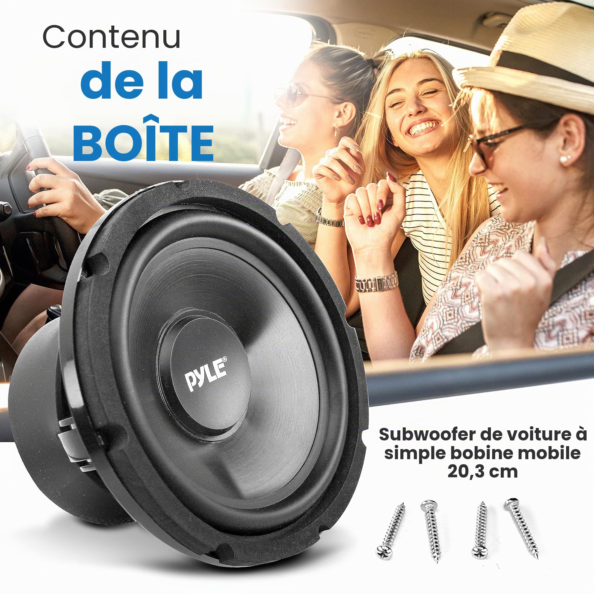Pyle Caisson de Basses pour Voiture à Bobine vocale Simple - 200 W à 4 ohms - Cône d'injection avec Bord en Caoutchouc - Caisson de Basses de Voiture Haute Puissance - PLMW83