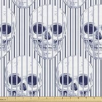 Vista 81 de Ambesonne The Yard, tela de mariquitas de The Yard, flores exóticas hibisco hawaiano follaje ilustración botánica flor de primavera, tela