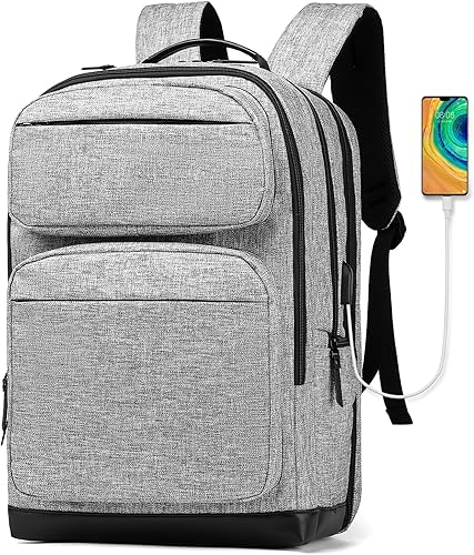 seyfocnia Mochila para laptop para hombre y mujer, Gris, Moda