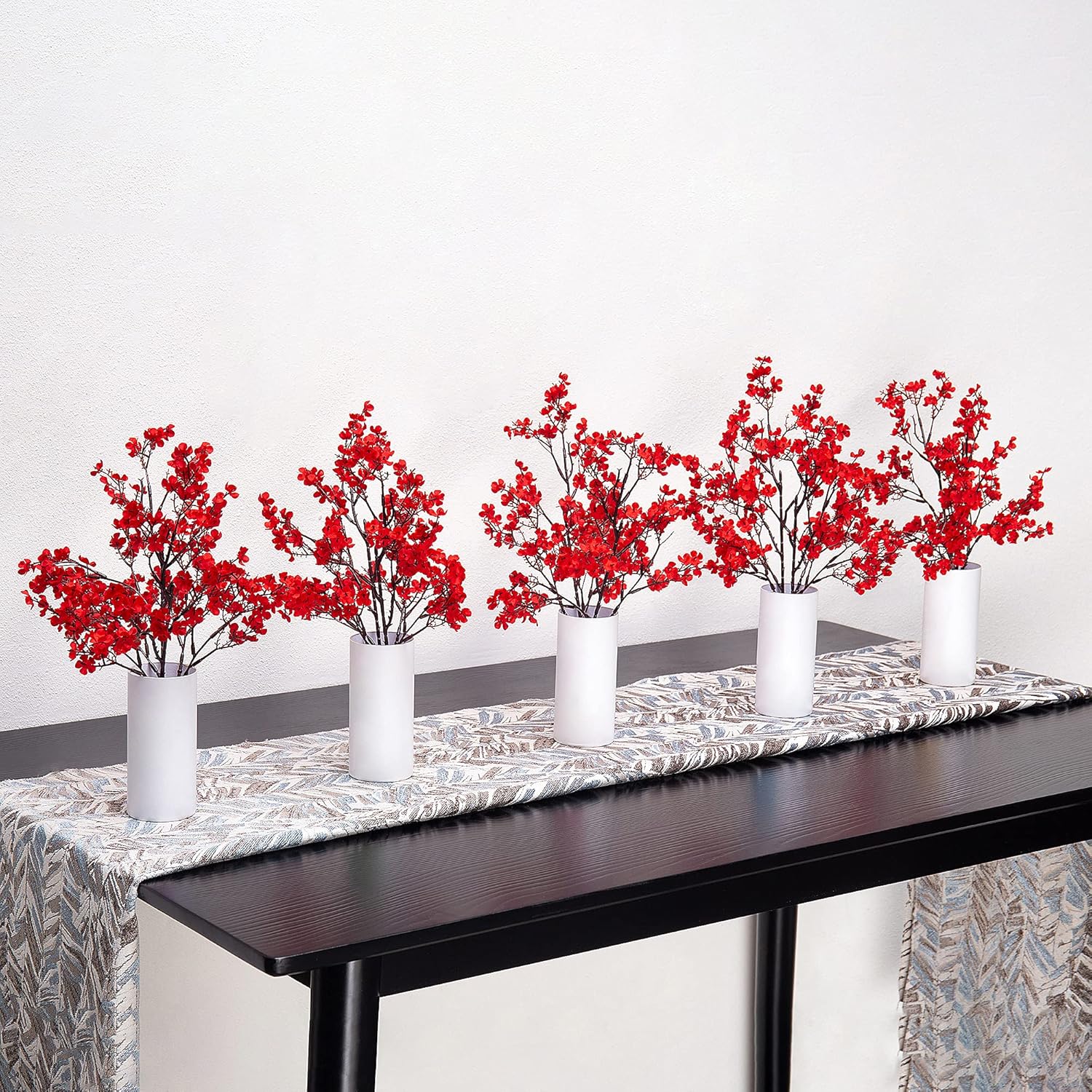 5 Pcs Babys Breath Artificial Flowers Bulk Real Touch Flowers Fake Flowers Silk Flowers for Home Decor Indoor Floral Arrangement Table Centerpieces Festival Party Decor (Red) - Image 6