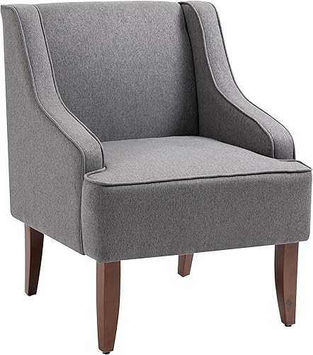 Lovspatio Accent - Silla de sofá individual, sillas de sala con cojín acolchado grueso y patas de madera maciza (gris)