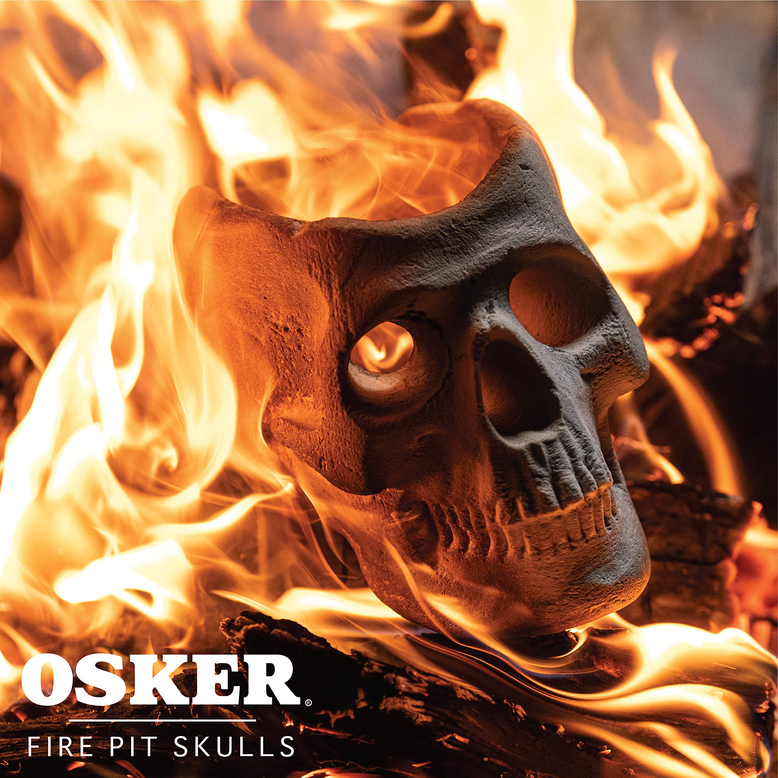 Amazon.com : OSKER Open Top - Ceramic Fireproof Fire Pit Skull Log for  Bonfire, Campfire, Fireplace, Firepit | Halloween Decor | for Gas, Propane,  or Wood Fires | 9 Inch - Light Beige : Patio, Lawn u0026 Garden