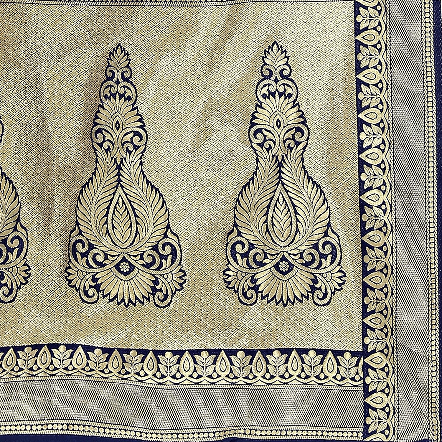 Yashika Women's Trendy Banarasi Kanjivaram Navy Color Art Silk Saree with Blouse Material - Image 7