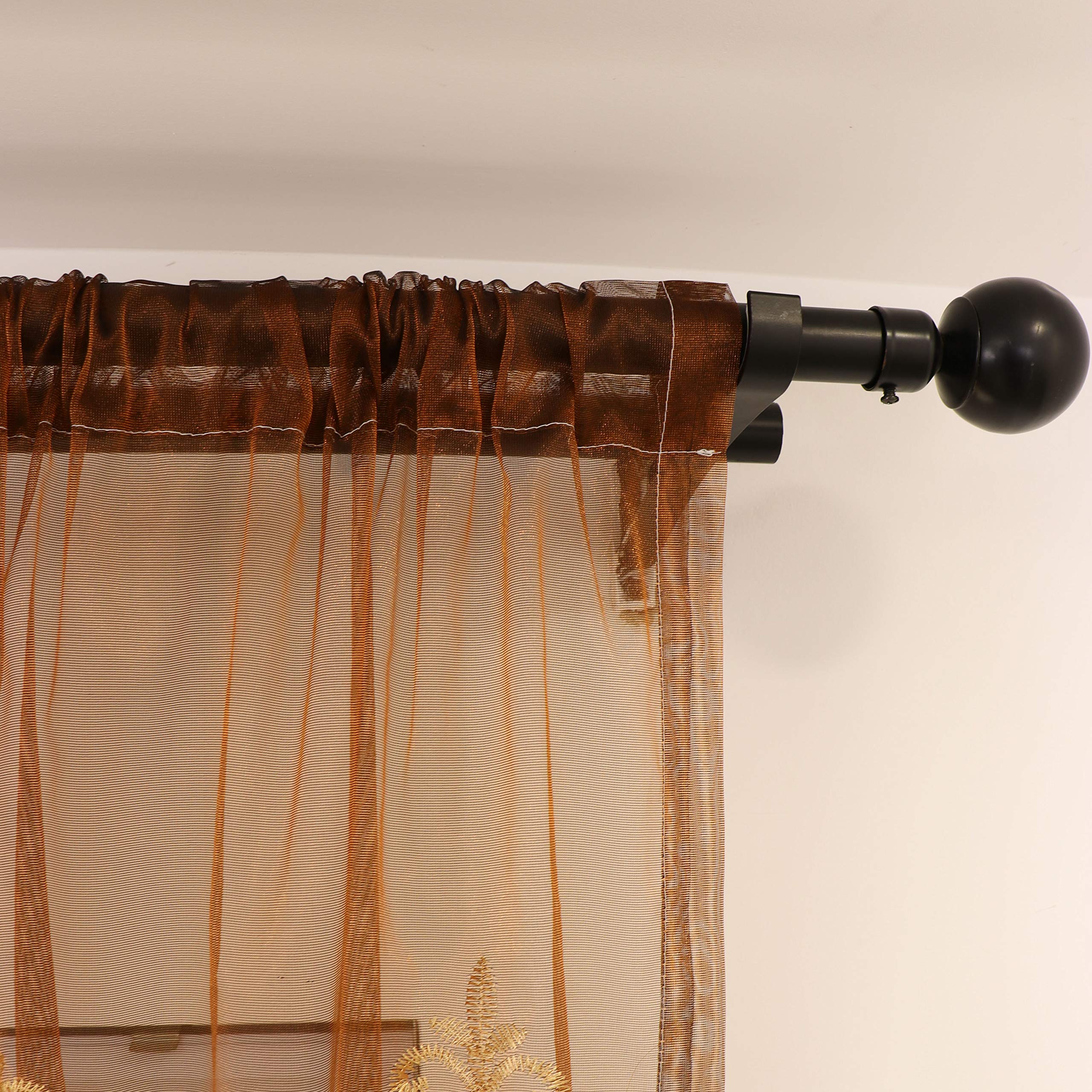 SLOW SOUL 2 pcs. Oiseaux brodés Rideaux pour Salon Chambre à Coucher Salle à Manger Rideaux Haut de Gamme avec Poche pour Tringle Marron Tulle 124 x 244 cm (l x h)