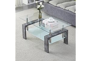 Mesa de cristal rectangular para la sala - Diseño elegante y contemporáneo, montaje sencillo