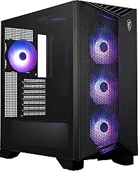 MSI MPG GUNGNIR 211R Airflow PZ – Capa de PC premium para jogos de torre média – Painel lateral de vidro temperado – Ventiladores ARGB de 120 mm – Suporte de resfriamento líquido até radiador de 360