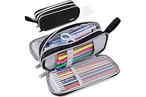 Large 3-Compartment Pencil Pouch Organizer