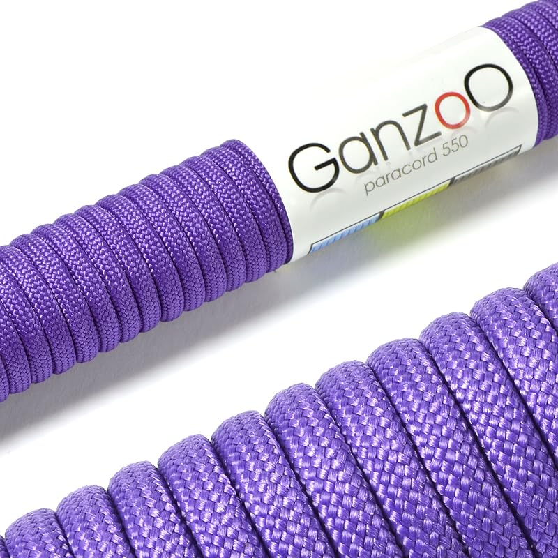 Ganzoo Paracord 550 Tipo 3, cordón 4 mm 15 m en poliéster/Nylon con 7 Hilos Interiores, Resistente al Color, no tóxico y Lavable, para Bricolaje, Mango de Cuchillo, Collar y Correa de Perro, Violett