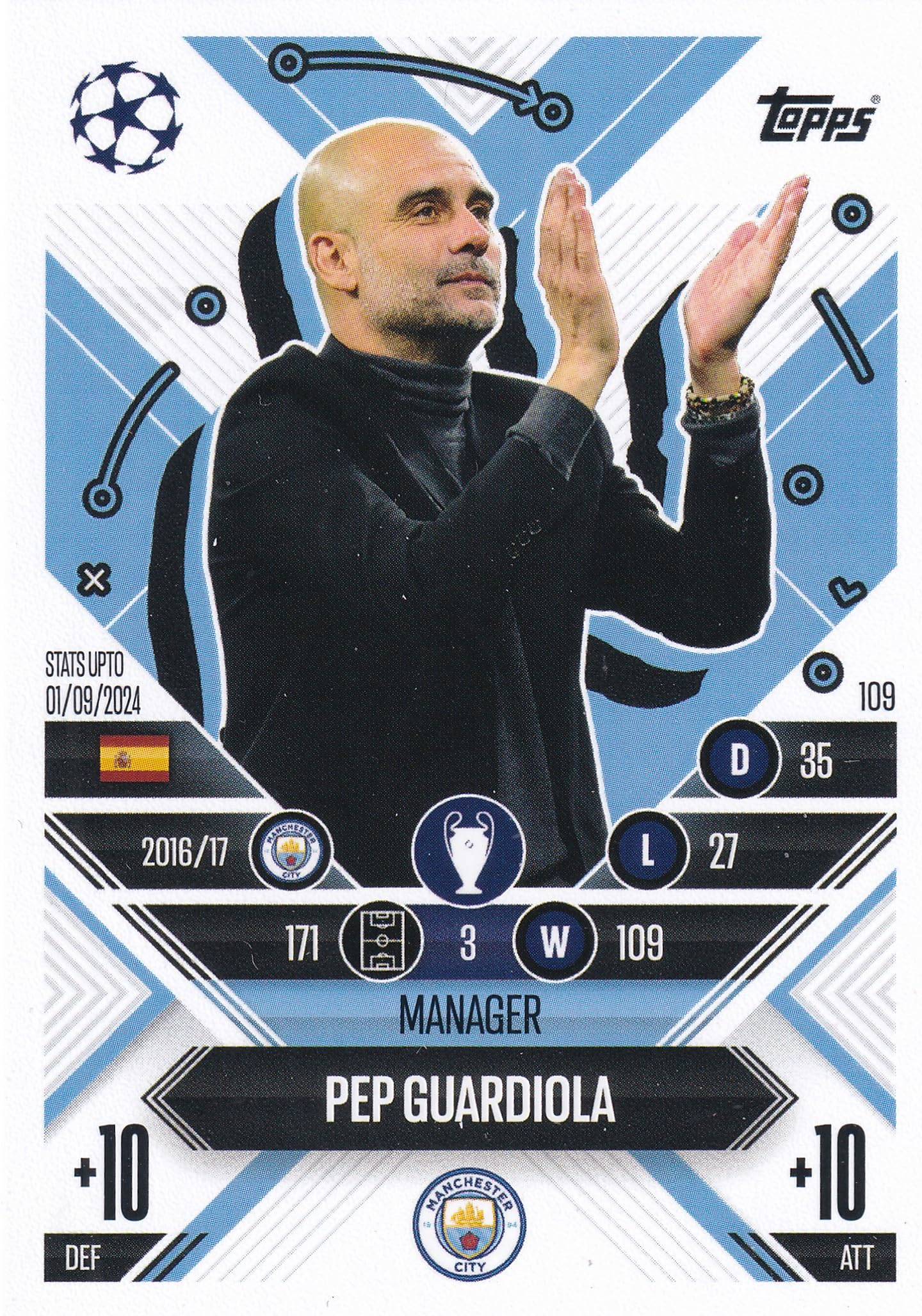 Match Attax Extra 2024 2025 Pep Guardiola Trading Card