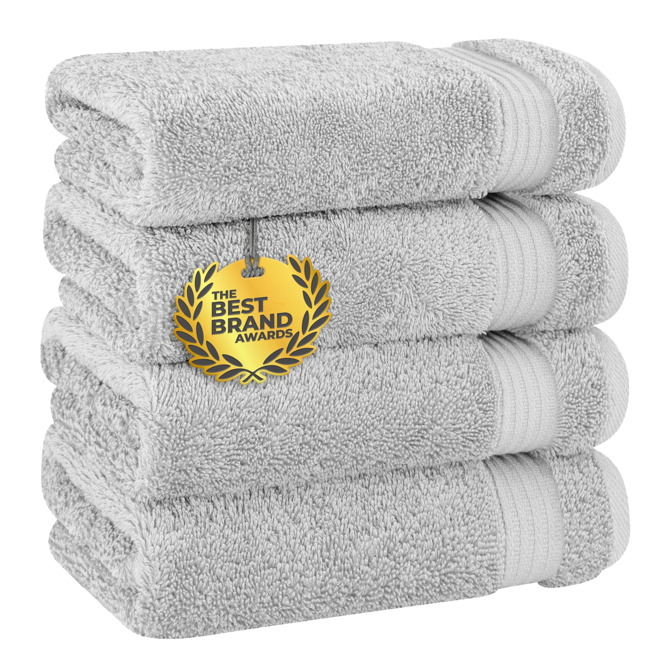Cotton Paradise Hand Towels for Bathroom, 100% Cotton Turkish 4 Piece Hand Towel Set, Soft Absorbent Face Towels, Silver Grey Hand Towels