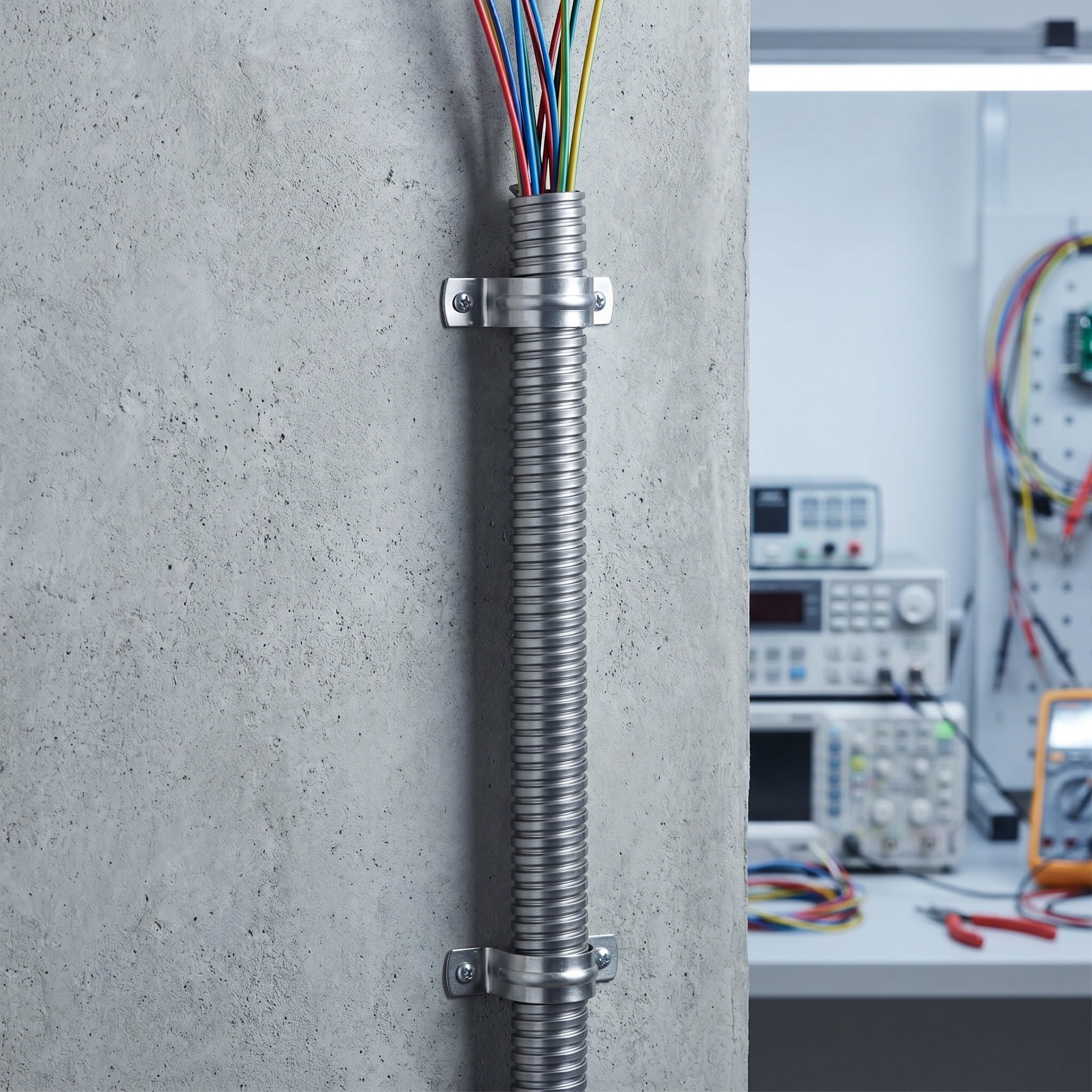 INOOMP Tubo flessibile per impianti elettrici in acciaio inossidabile: tubo corrugato di protezione per cavi da 3 metri (9,8 piedi) per cablaggio esterno - per illuminazione, gestione cavi da garage,