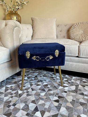 Miniatura 7 de Noori Rug Home - Lux Collection Modern Ava - Otomana redonda de terciopelo marfil, 13 x 13 x 15 pulgadas, sala de estar, dormitorio, habitación de