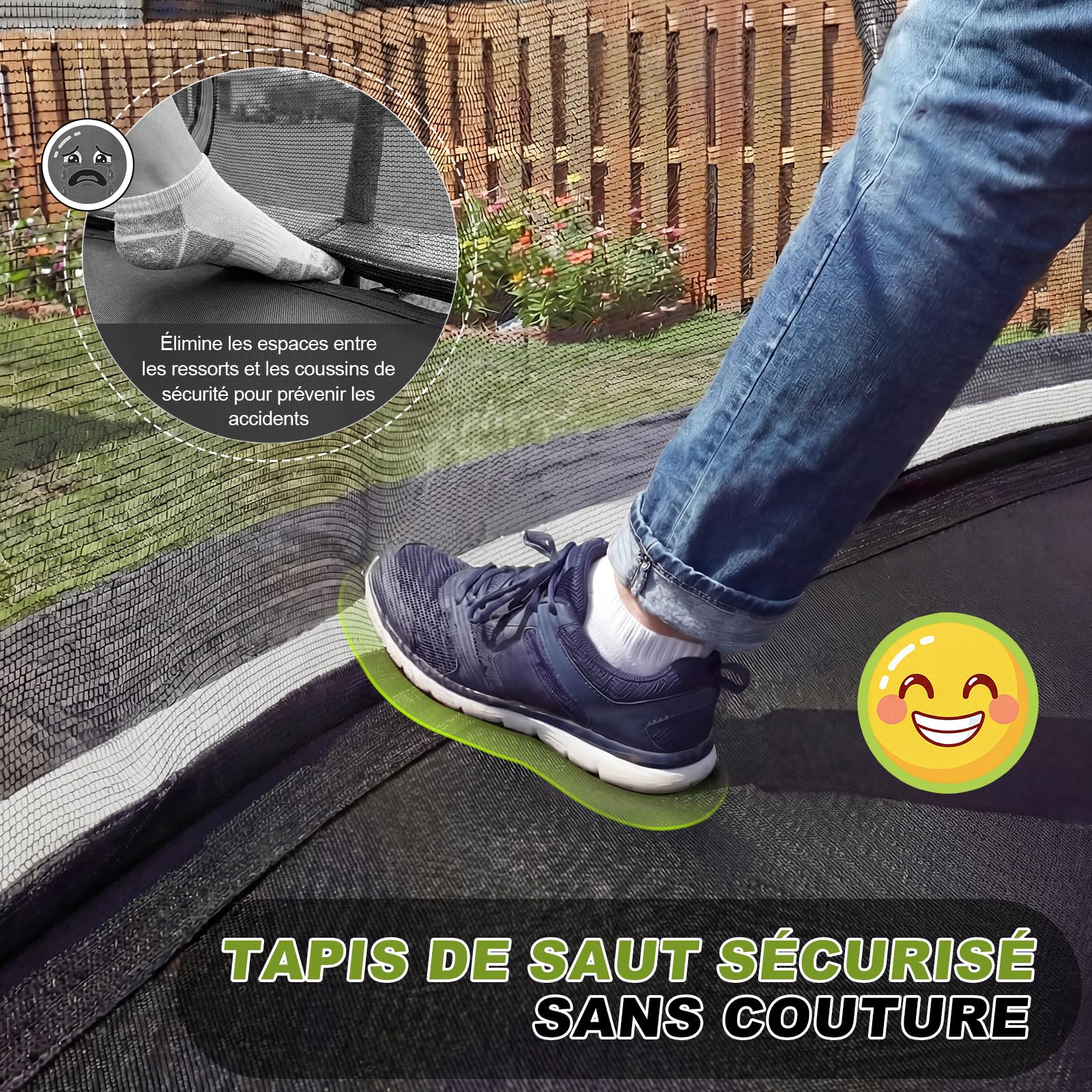 Devoko Trampoline Extérieur Ø 228/305/366/427 cm, pour Enfants, avec Filet de Sécurité, GS Certification, Couverture de Protection, Design Citrouille, Capacité de Charge 150 kg