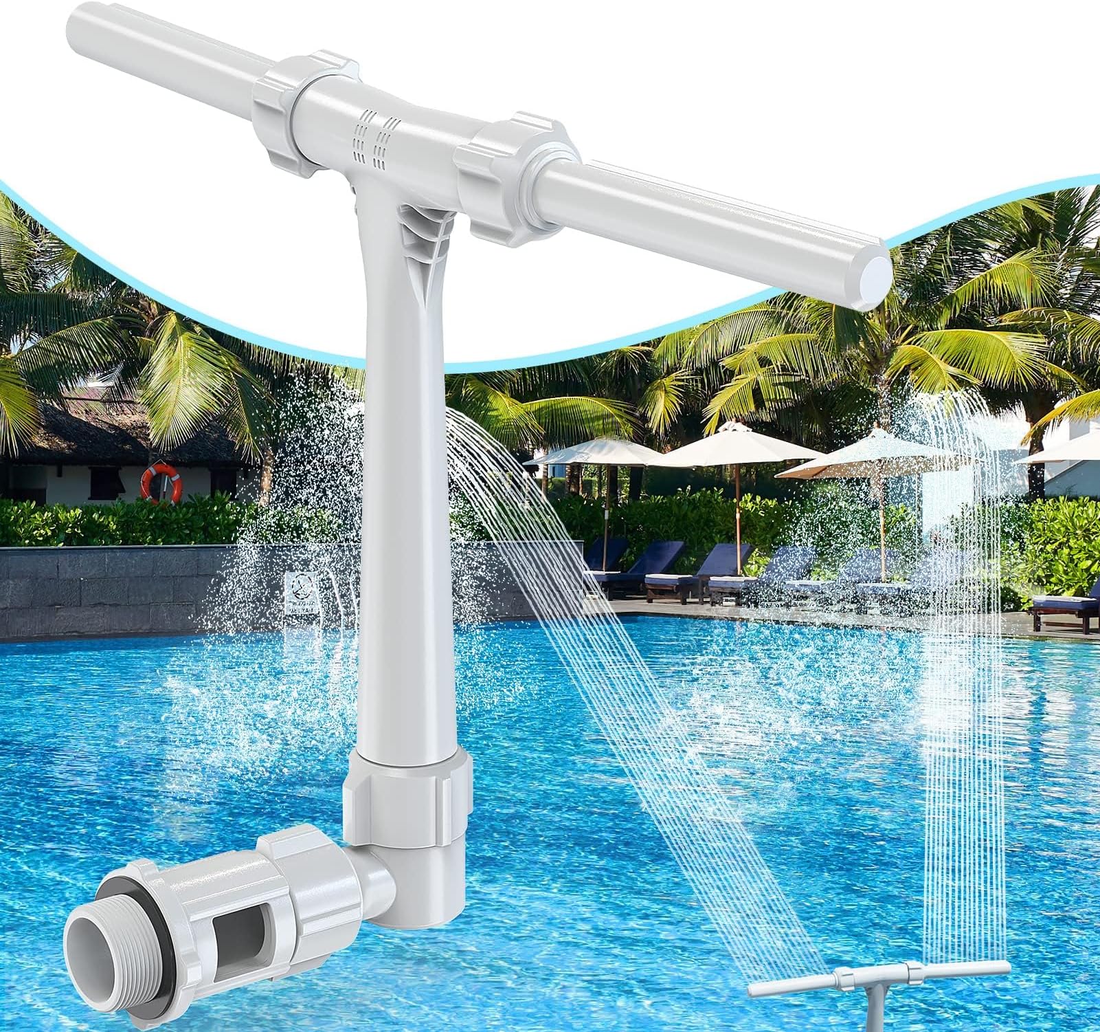 [Patent Pending] 2025 Upgrade Pool Fountain - Dual Spray Water Fountains for Above Ground/Inground Pools, 2-in-1 Adjustable Waterfall Pool Sprinkler Fountain