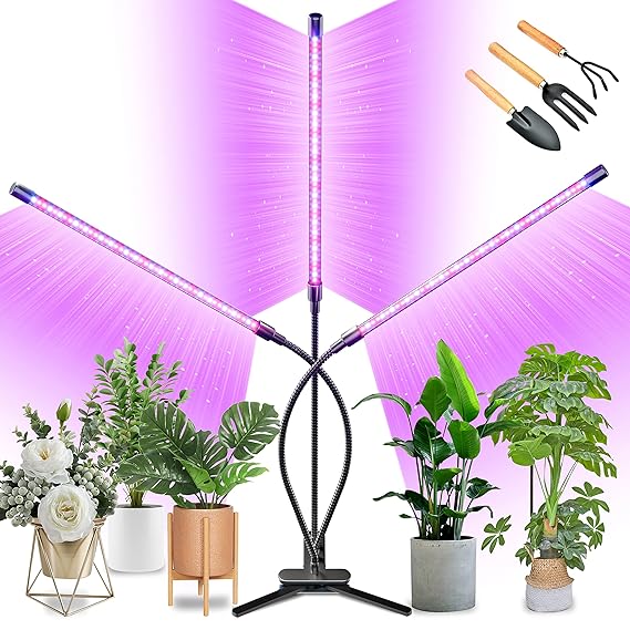 BAEDAOD Grow Lights for Indoor Plants, 135 LEDs Grow Light for Seed Starting with red Blue Full Spectrum, Clip Plant Lights with Flexible Gooseneck 3/9/12H Timer, 10 Dimmable Levels, 3 Switch Modes