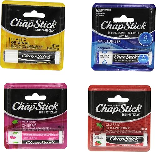 Chap Stick - Bálsamo labial surtido de sabores originales, fresa, humectante, cereza (paquete de 13)