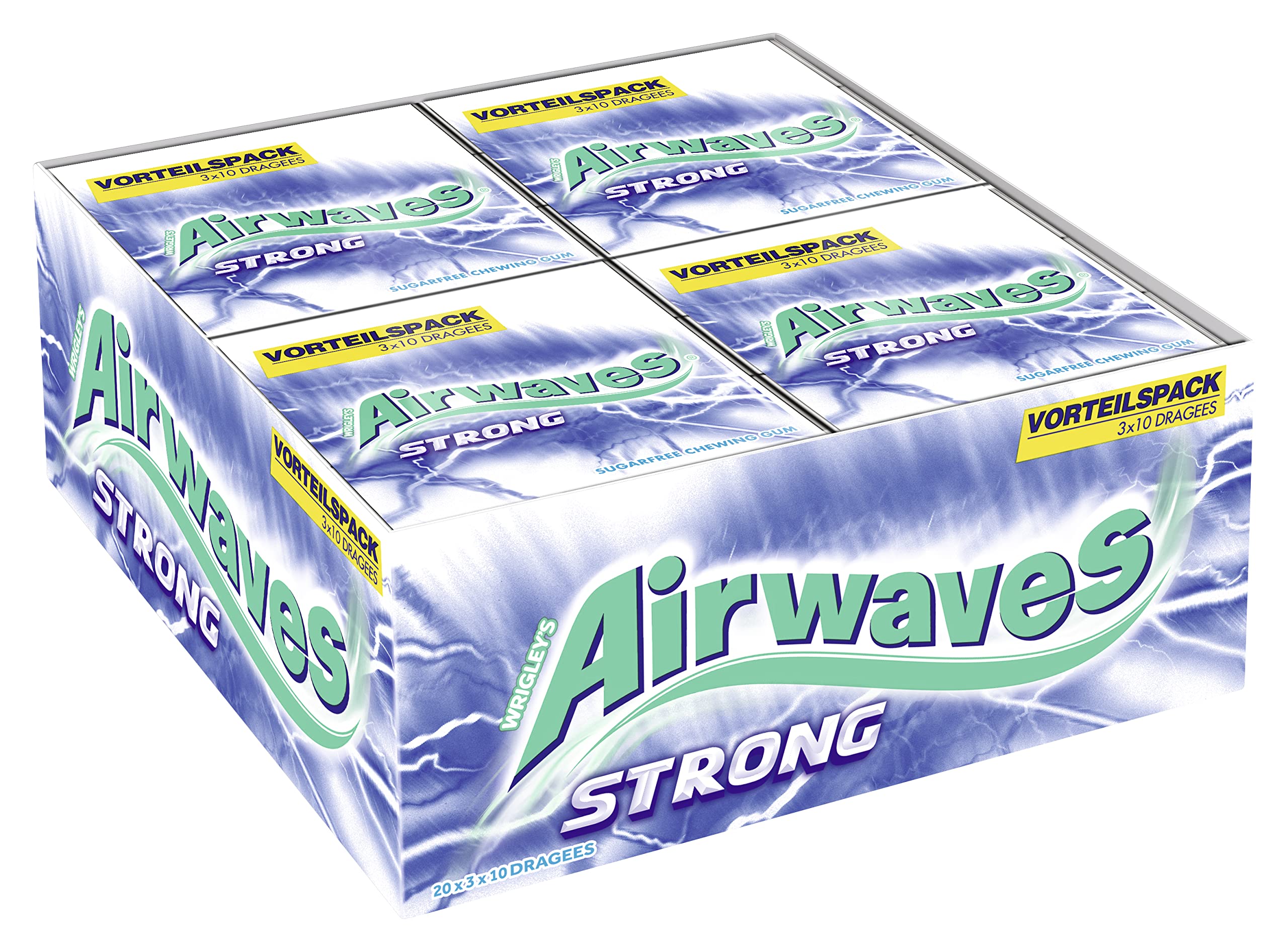 Airwaves Strong Kaugummi zuckerfrei, frischer Atem, 30x10 Dragees