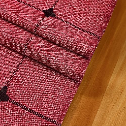 Miniatura 10 de Camino de mesa de lino bordado rústico a cuadros, camino de mesa rectangular a cuadros para comedor, tocador, café, fiesta, decoración de mesa de