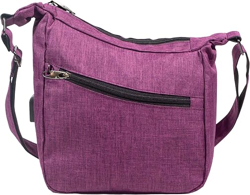 Nupouch Anti theft Crossbody Bag with Secure Locking Mechanism, Charging Capabilities, and Internal/External Zippered Pockets | Anti-theft