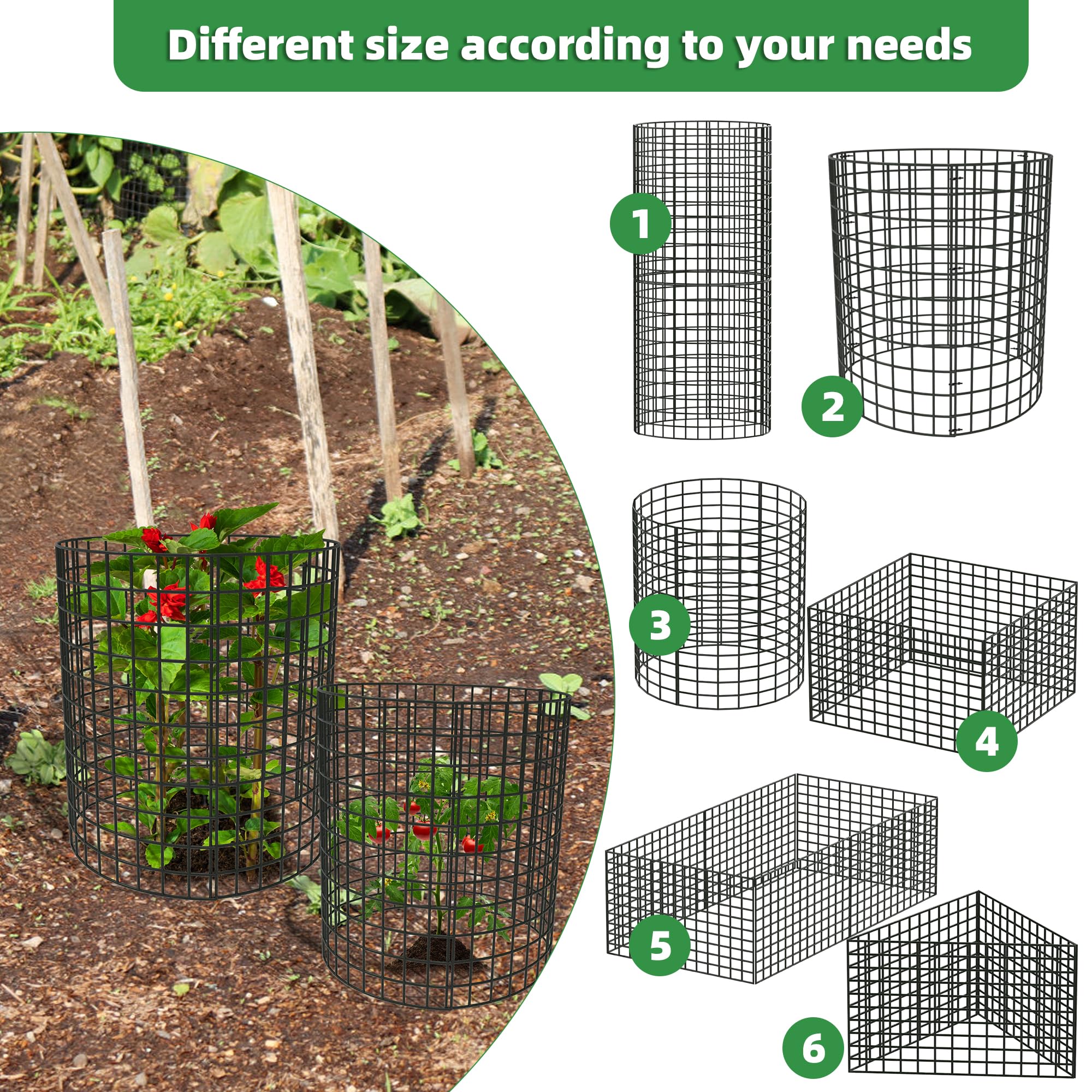 UNIFAMILY 12 protectores de plantas de animales, 4 paquetes de jaula de alambre de metal, jaula protectora de jardín de ciervos, protector de jardín para flores, verduras de conejos, pollos, alambre
