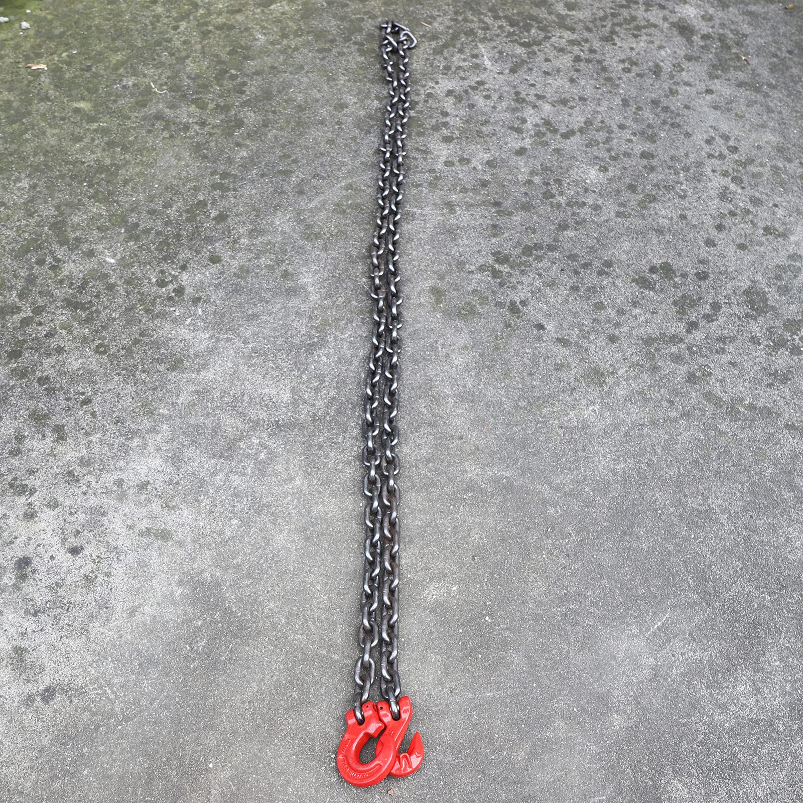 Chaîne forestière de débardage 3 m / 8 mm, 1 brin – 20Mn2 Chaîne de levage en acier allié avec crochets, chaîne de charge lourde, pour le levage de machines, bâtiments, techniques de