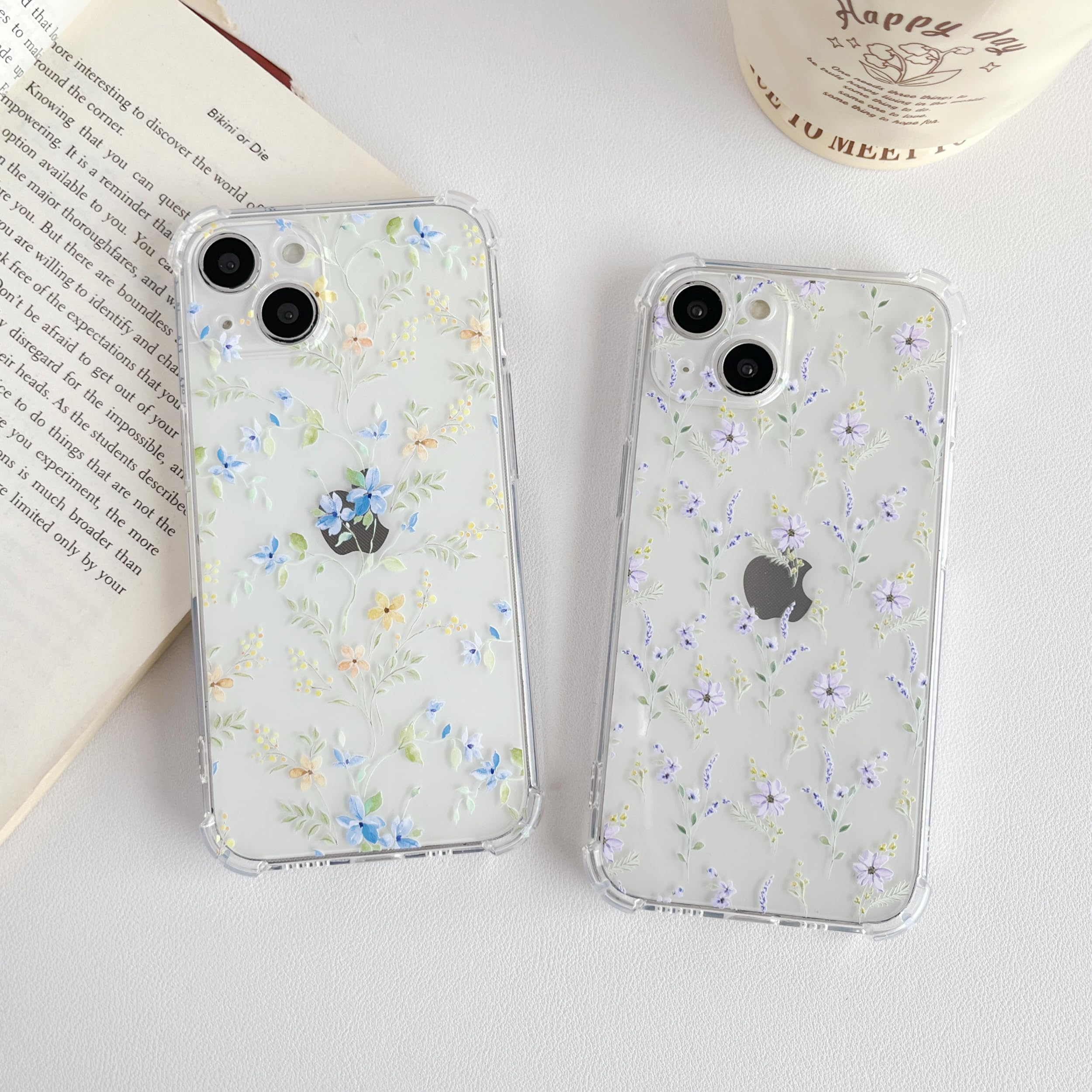 ZTOFERA Case for iPhone 13, Transparent Clear Soft TPU Case with Flower Pattern - Image 2