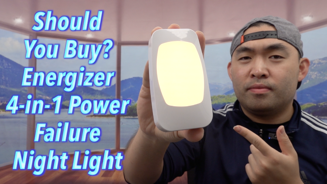 Diagram showing four dynamic lighting modes of the Energizer 4-in-1 Night Light: Night Light (Low/High), Emergency Light, Tabletop Light, and Flashlight, with corresponding lumen outputs.