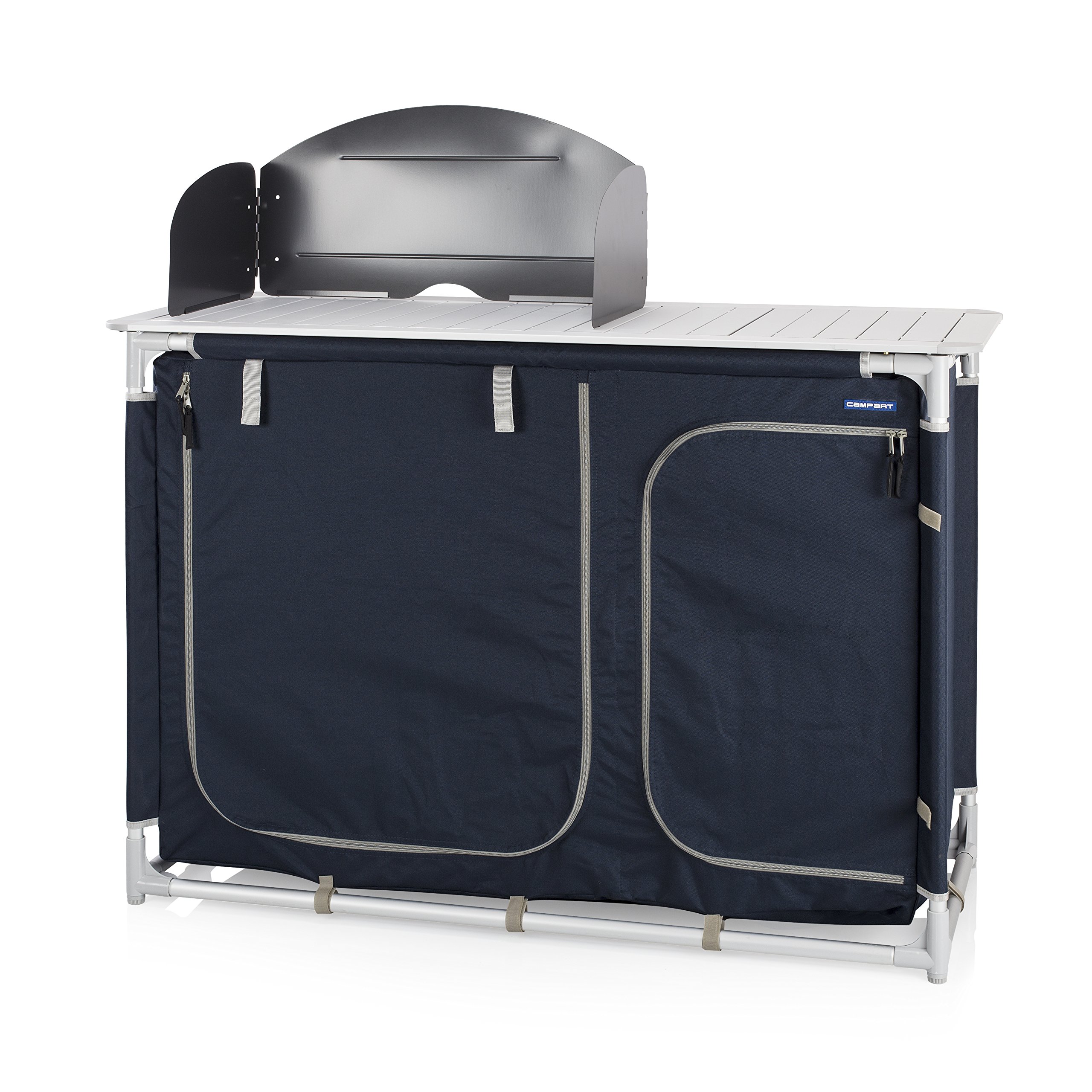 Campart Cucina da campeggio con lavandino e paravento KI-0753 Blu