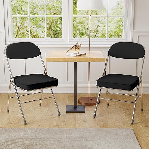 Miniatura 2 de Real Relax Sillas plegables con asiento y respaldo acolchados, tela de pana duradera, silla de oficina plegable comercial apilable con marco de
