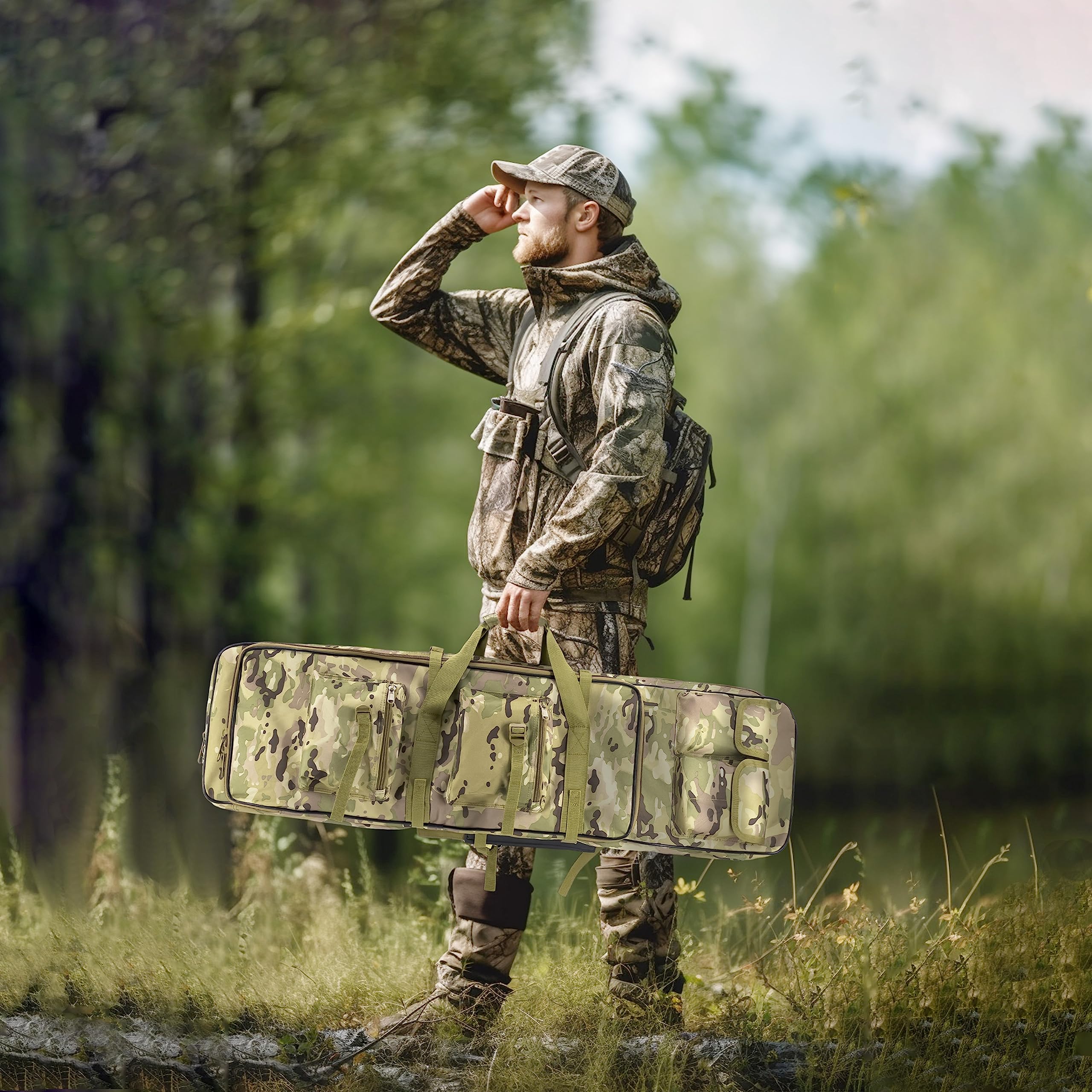 Alephnull Funda Escopeta Funda Rifle con Visor Acolchada 120 cm / 100 cm / 85 cm Funda Carabina Mochila Táctica para Caza y Pesca al Aire Libre